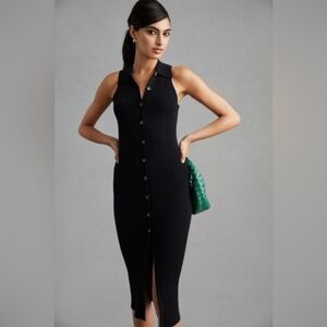 Favorite Daughter Black Lena Sleeveless Midi Ribbed Sweater Dress, Size L
